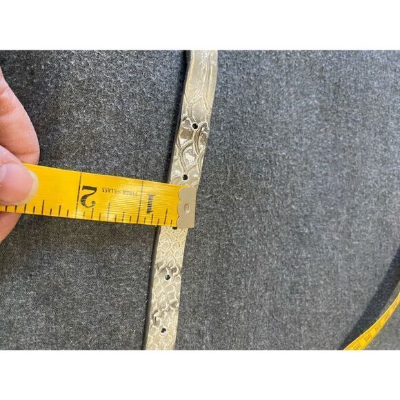 Silver Faux Leather Studded Belt with Rhinestones - Picture 11 of 12